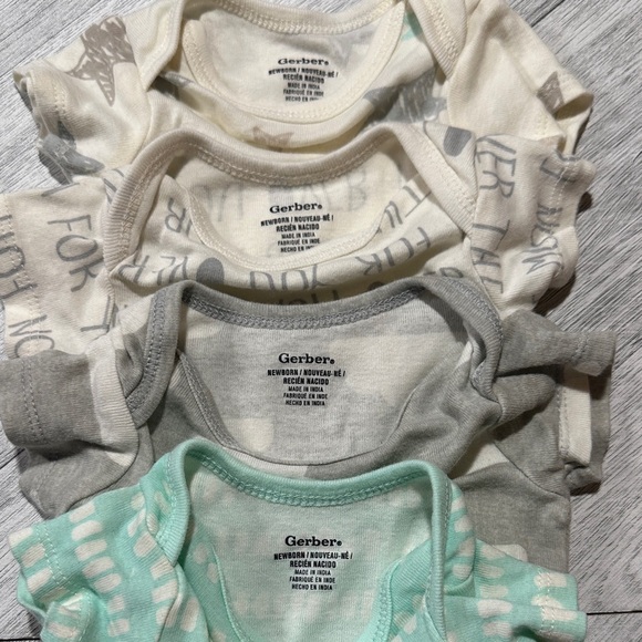 Gerber Baby Bodysuits - Mint, Gray, Cream - Picture 7 of 8